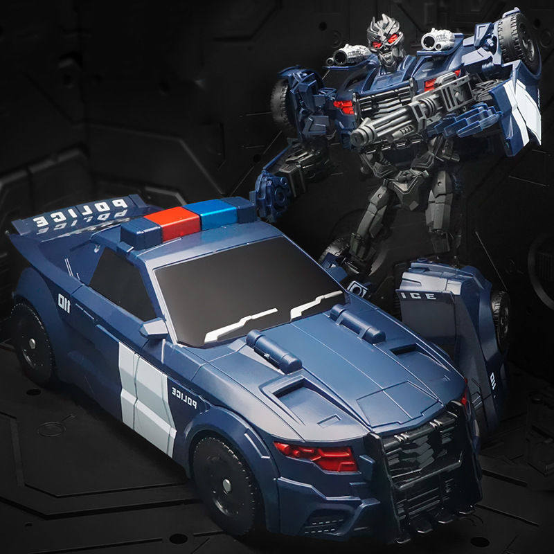 Alloy deformation toy Optimus King Kong roadblock inertial police car children's robot model manual puzzle gift box
