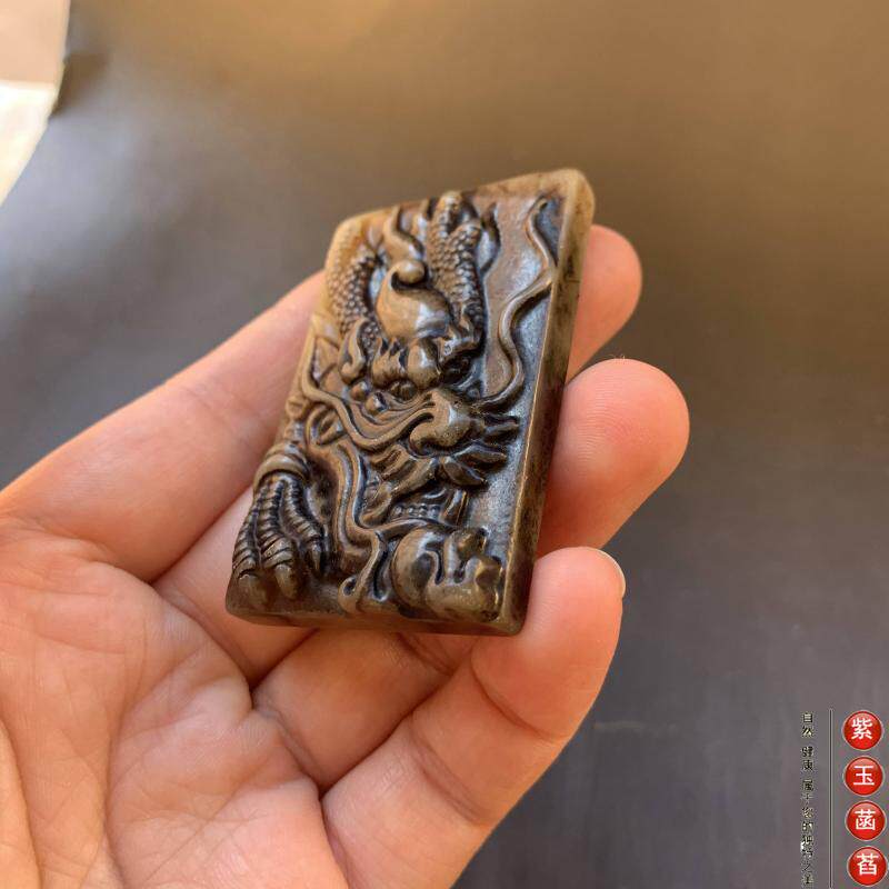 Украшения на руку 老玉古玩高古玉龙牌苍龙玉佩手把件浮雕工艺牛鼻孔02