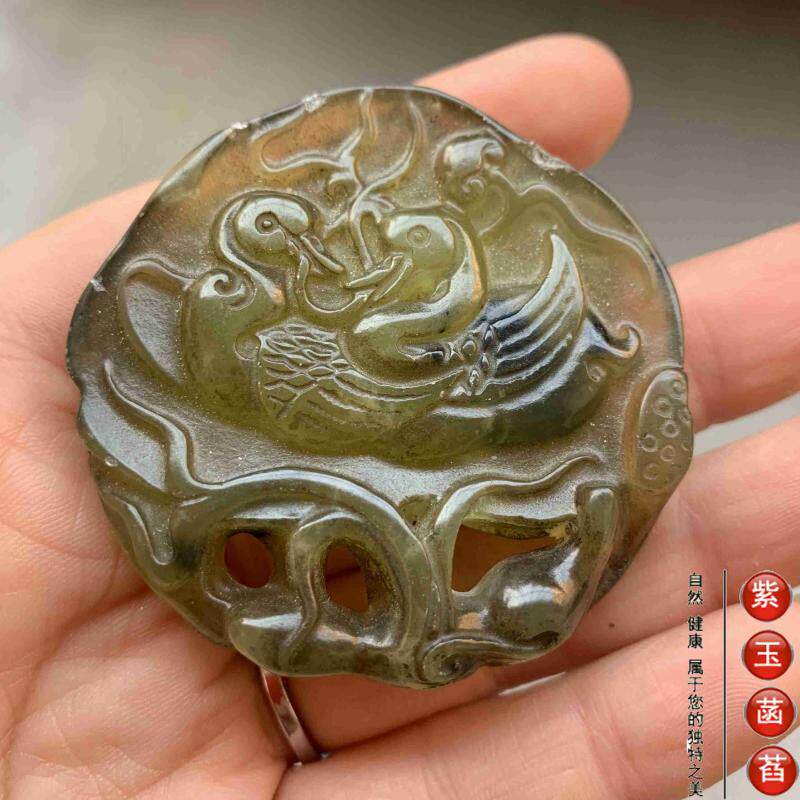 Украшения на руку 老玉古玩玉石鸳鸯戏水玉佩小手把件小摆件清仓包邮011