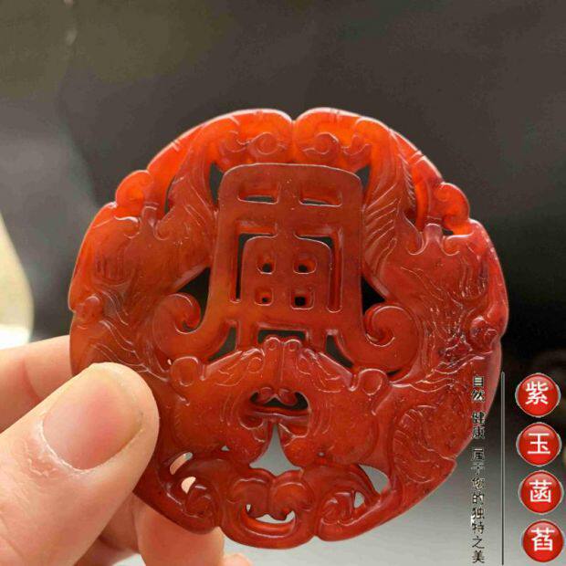 Украшения на руку 老玉古玩红色双面范闲庆余年玉佩腰佩小手把件小摆件清仓包邮02