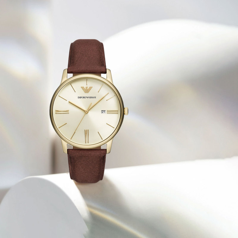 Armani Armani Gold Men's Quartz Watch Brown Leather Strap Business Classic Watch Ar11610 Armani Armani Gold Men's Quartz Watch Brown Leather Strap Business Classic Watch Ar11610