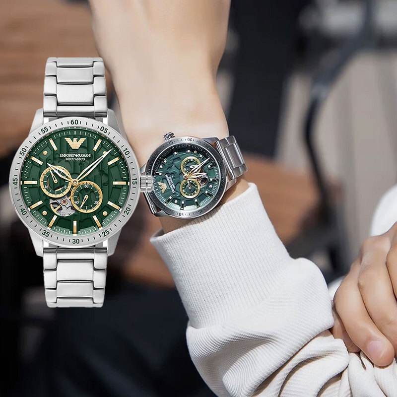 Armani Men's Watch Green Dial Hollow Automatic Mechanical Steel Band Waterproof Business Watch Ar60053 Armani Men's Watch Green Dial Hollow Automatic Mechanical Steel Band Waterproof Business Watch Ar60053