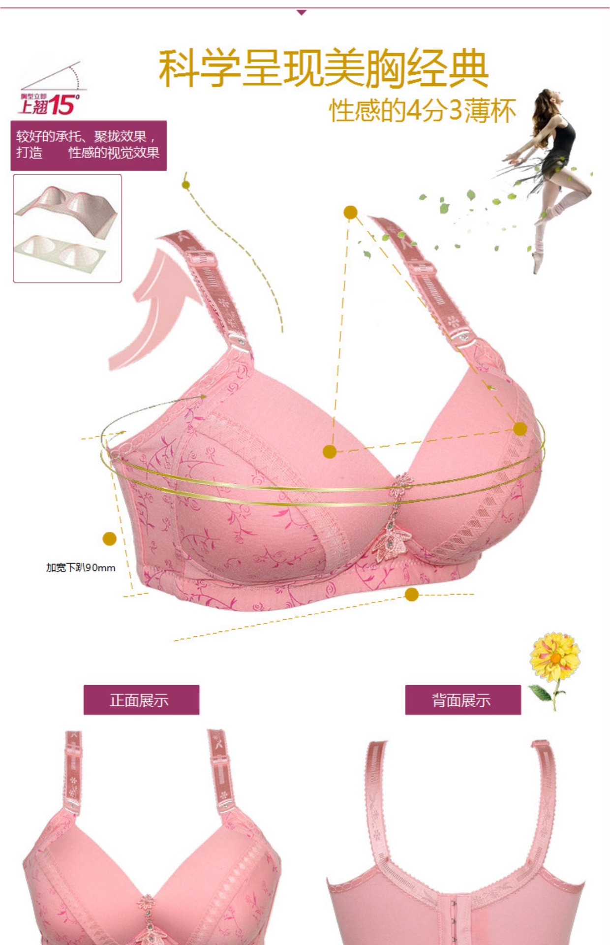 Phụ nữ trung niên cotton mẹ đồ lót cộng với phân bón XL áo ngực trung niên không có vòng thép tập hợp áo ngực mỏng chất béo MM váy đầm đẹp