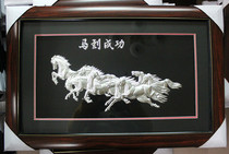 Miao ethnic wall hanging silver embroidery wall hanging silver framed wall hanging immediate success