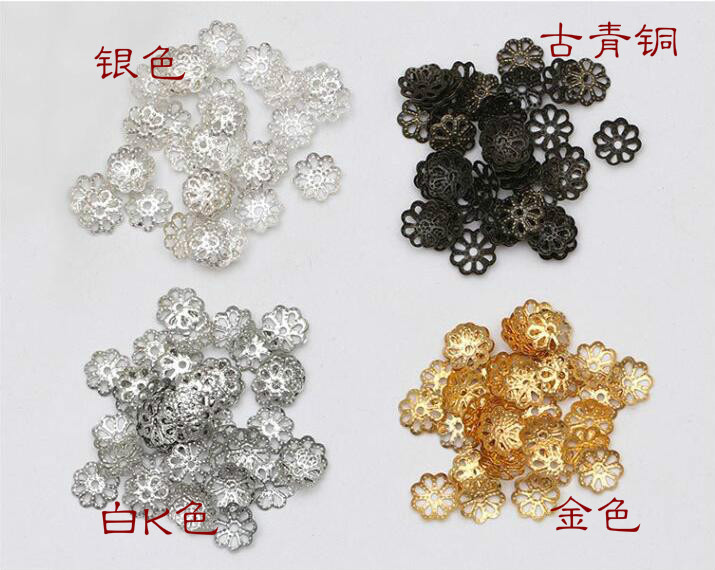  2000 Pieces DIY Jewelry Accessories 7/9mm Embossed Flower Base Dotted Flower Base Pearl Base Metal Hollow