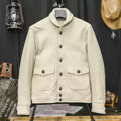 Specialize not to accept Cossack retro imported deerskin jacket autumn and winter men's leather jacket motorcycle lapel jacket