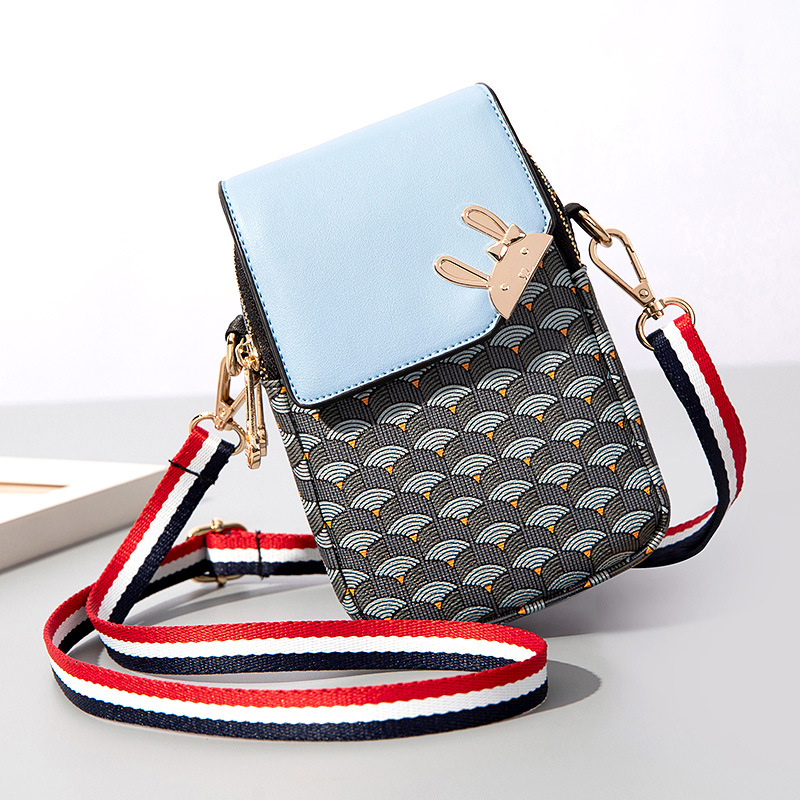 Mini single shoulder inclined satchel bag 2021 new ladies Summer cute zipper phone bag Han version Vertical Cartoon