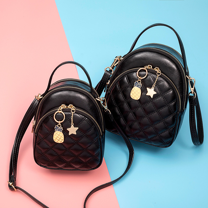 Diamond plaid small bag shoulder messenger bag women's 2022 new style zipper simple and versatile mini portable one-shoulder women's bag