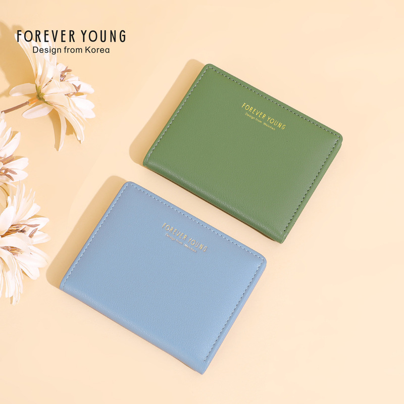 80% off Short Style Student Multi-Card Slot Coin Purse Ultra-Thin Simple Women's Small Wallet Solid Color Leather Lightweight Model