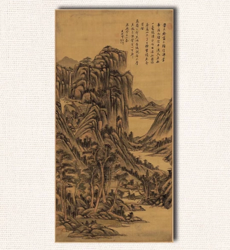 Wang Yuan Qi Gao Galing Pingchuan Tu Qing Династия ландшафтная стена декоративная картина ядро ​​висеть