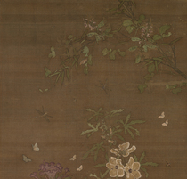 Yuan Anonymous Grass and Insect Painting Piling Grass and Insect Painting Tokyo Flower Chinese Painting Vertical Scroll Picture Material Giclee Reproduction