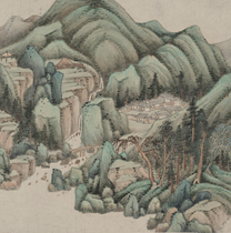 Wang Jian Green Landscape Scroll Traditional Chinese Painting Scroll Wall Decoration Giclee Reproduction on Paper and Silk