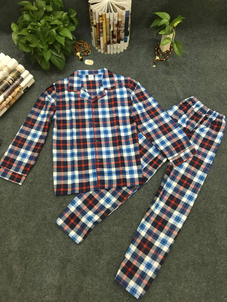 多颜色男士纯棉翻领秋冬睡衣套装加绒家居服2套包邮加大加肥码