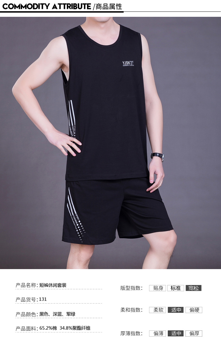 Quần áo thể thao không tay nam mùa hè tập thể dục mặc quần short vest thể thao cỡ lớn cotton chạy bộ quần áo mỏng - Thể thao sau bộ adidas nam