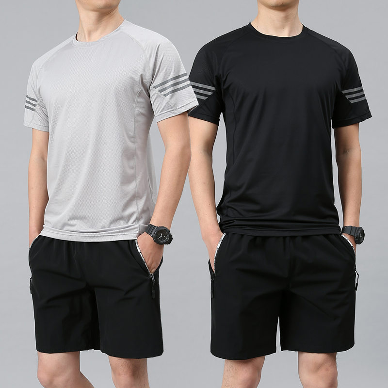 Sports suit men running suit summer dried dress loose short sleeve shorts summer fitness sportswear