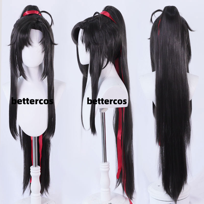 No Need to Trim, Magic Master Wei Wuxian Cosplay Wig Scalp Top, Split Ponytail