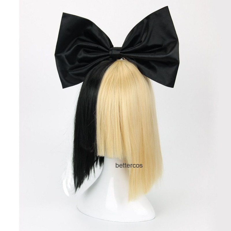 European and American Sia Cosplay Wig Black and Gold Two-Tone Yin-Yang Bob Straight Hair Cosplay Wig European and American Sia Cosplay Wig Black and Gold Two-Tone Yin-Yang Bob Straight Hair Cosplay Wig