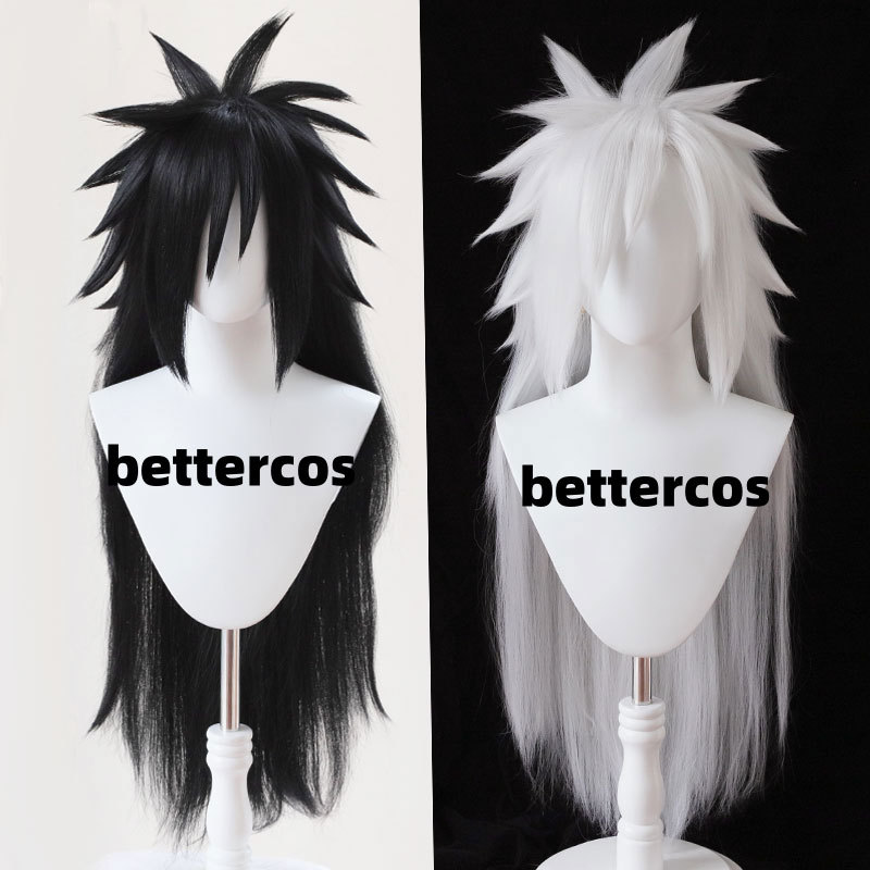 In Stock Naruto Uchiha Madara Cosplay Wig Silver-White Black Cornrows Afro