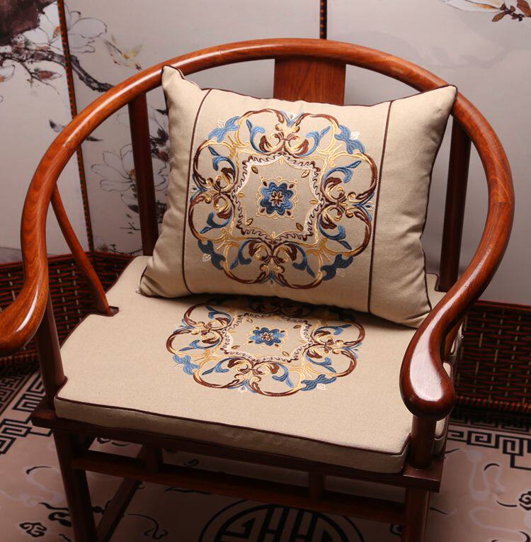 New Chinese flax cotton embroidery anti-slick mattress chair chair sponge brown mattress summer