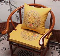 New Chinese-style cotton linen linen embroidery Taishi chair washer chair cushion mahogany sofa cushion dining chair cushion pillow back custom-made