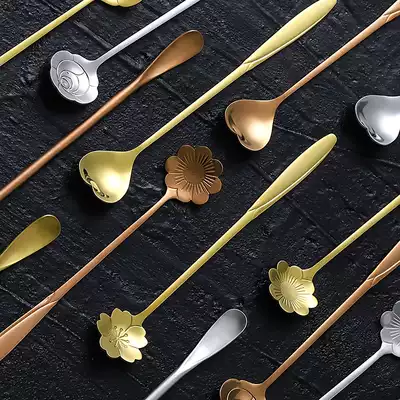304 stainless steel spoon Japanese cherry blossom home spoon cute ice cream spoon love long handle spoon coffee mixing spoon