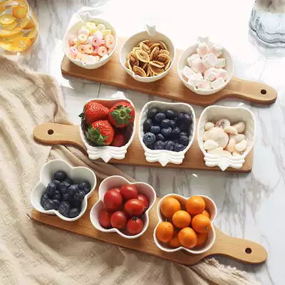 Afternoon tea dessert plate three-piece set with tray dried fruit baking bowl fruit plate dipping dish sushi snack plate