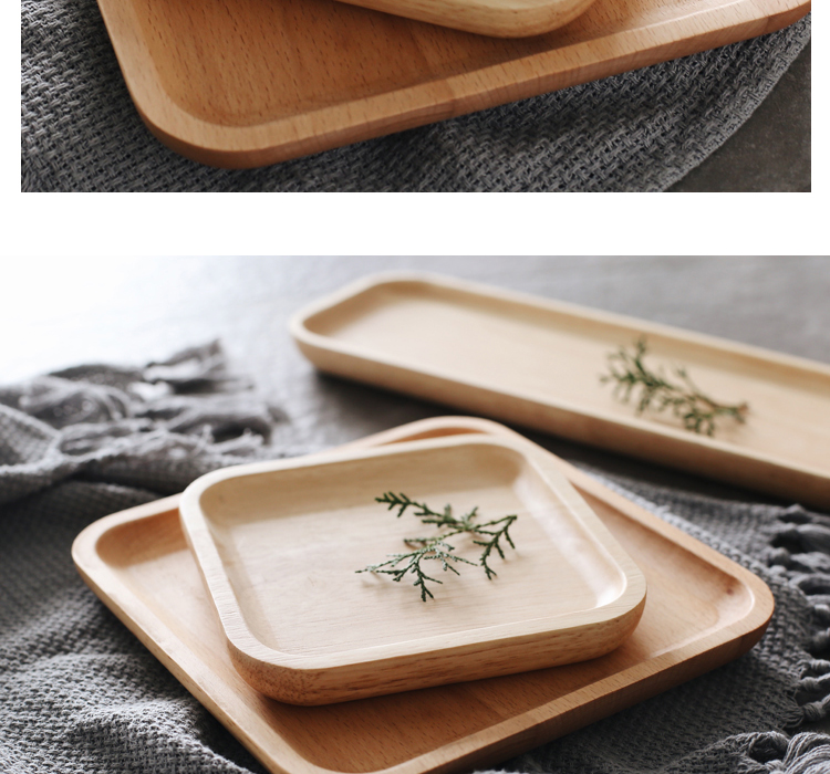 Maple Bridge Nhật Bản phong cách gỗ teacup tấm gỗ khay trà hình chữ nhật khay ăn sáng tấm Alder trái cây bánh mì nhỏ tấm khay tra go