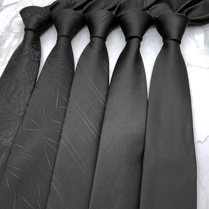 Young and Middle-Aged Men's Formal Business Suits, Classic Traditional Tie, Casual and Fashionable Wide Black Striped Plaid Tie for Men