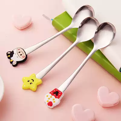Cartoon small animal small spoon creative stainless steel children's cute household small tableware ice cream coffee stirring spoon
