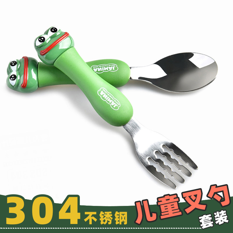 304 stainless steel cartridge fork spoon package cute animal portable lunch children forkspoon children tablespoon spoon