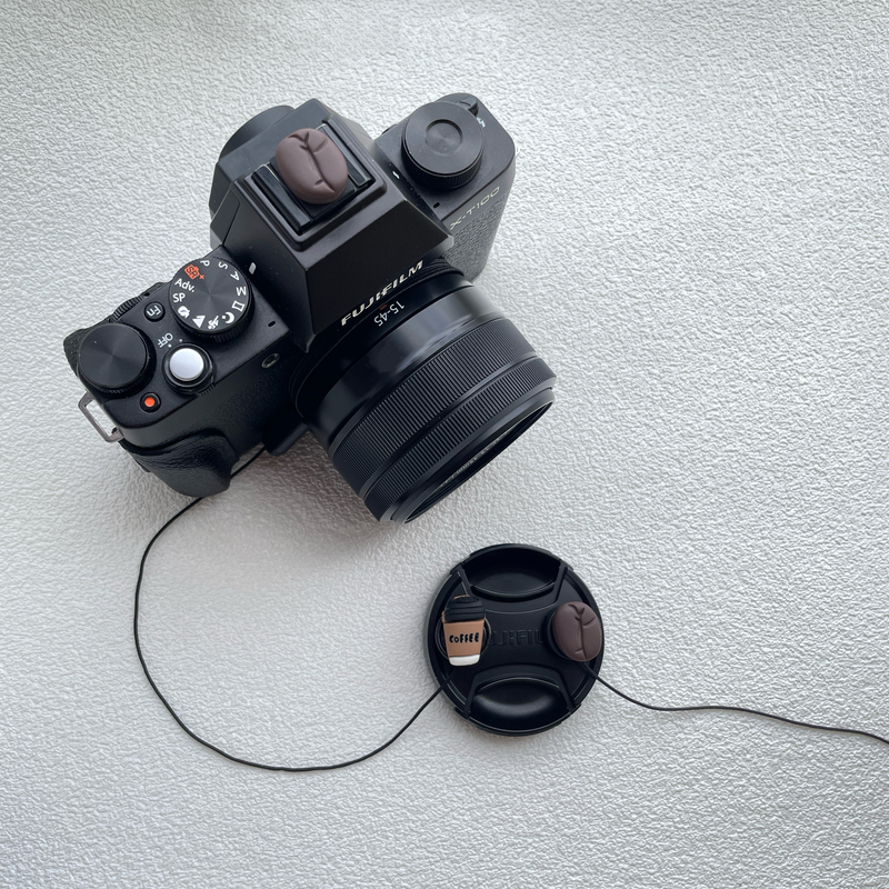Lefa Coffee Lens Cap Anti-Loss Strap Camera Cap Decoration Mirrorless Fuji Sony Canon Camera Accessories Universal