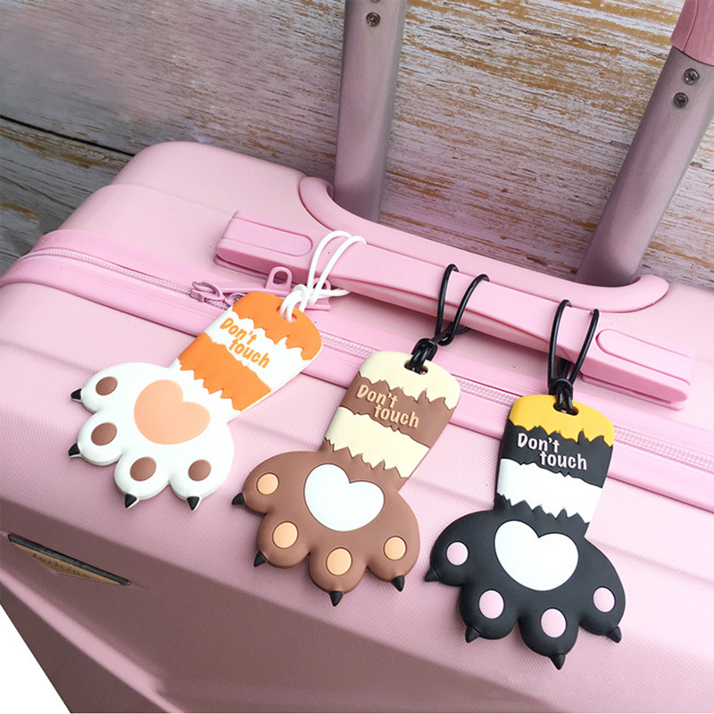 Creative Baggage Card Cat Paw Design Cartoon Luggage Card Day Style Macaron Color luggage Checked Mark-Taobao