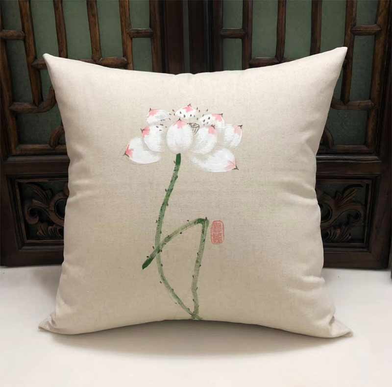 Vẽ tay bằng gỗ gụ sofa gối đệm phòng khách Trung Quốc phong cách Zen mới Trung Quốc phong cách cổ xưa Zen ghế tròn ghế trà - Trở lại đệm / Bolsters bộ mền gối văn phòng