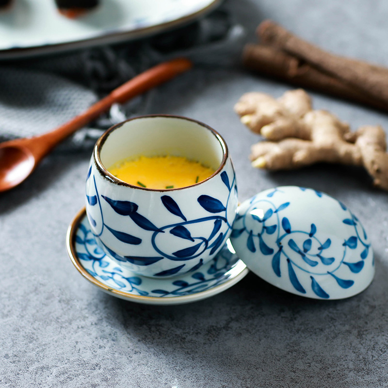 An Egg bowl of steaming cup ceramic custard cup stewed chicken Egg cup dish bird 's nest Egg cup with cover with the tap Japanese dishes