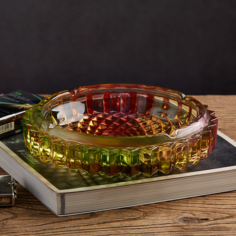 Big Number Tobacco Cylinders Creative Fashion Colorful Glass Tobacco Cylinders Smoke Glass Cigarette Ash Trays Home Living Room Bedrooms