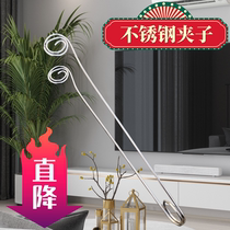 Stainless steel carbon clip barbecue long clip commercial charcoal clip carbon rake carbon extended fire tongs food 37 long