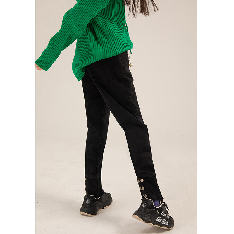 Rain Star Rain Girl Girl Autumn Winter Jeans 2021 New CUHK Tong Suede Foreign Pie Dress Girl Pants Tide