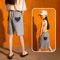 Yu Xingyu Yan Girl Cowboy Shorts 2022 New summer dress Children's Yinjin Summer Fine Flat Five Pants