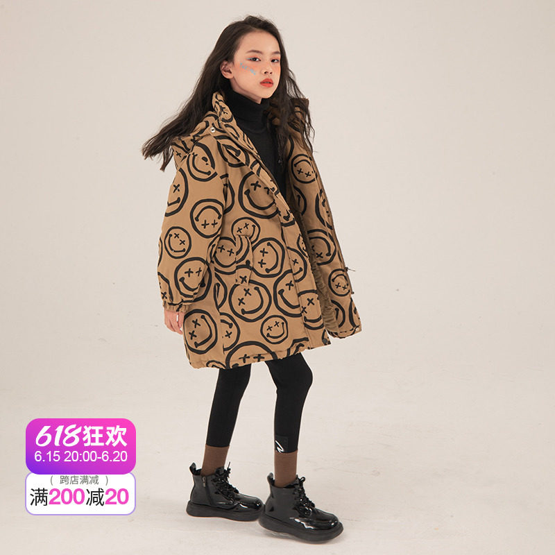 Rain Stars Rain & Rain Girls Pike Cotton Clothing Plus Suede Autumn Winter Coat 2021 New Children Foreign Pie Big Boy Thickened Cotton Clothes