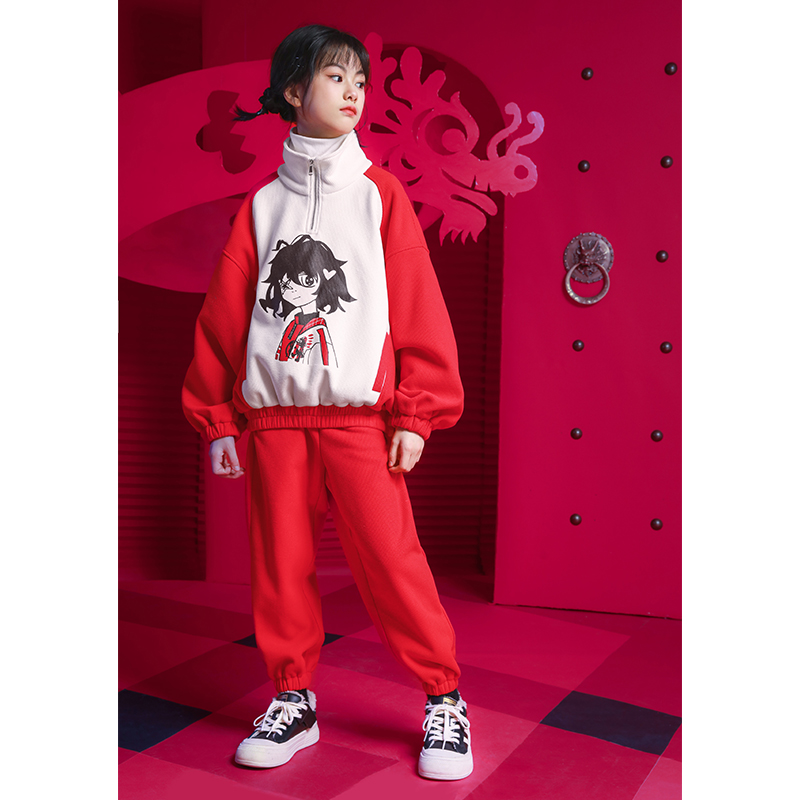 Rain Stars Rain-Rain Girl's winter clothing Baiannual suit 2024 new dragon year gushed thickened with festive red two sets-Taobao