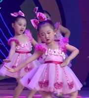 Múa nhí nhí váy đầm xòe mẫu giáo dễ thương váy bột công chúa váy công chúa hợp xướng bộ đồ hình thú cho bé