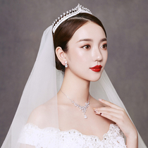 Bridal headdress 2020 new crown three-piece set Korean wedding necklace hair accessories wedding wedding accessories jewelry women
