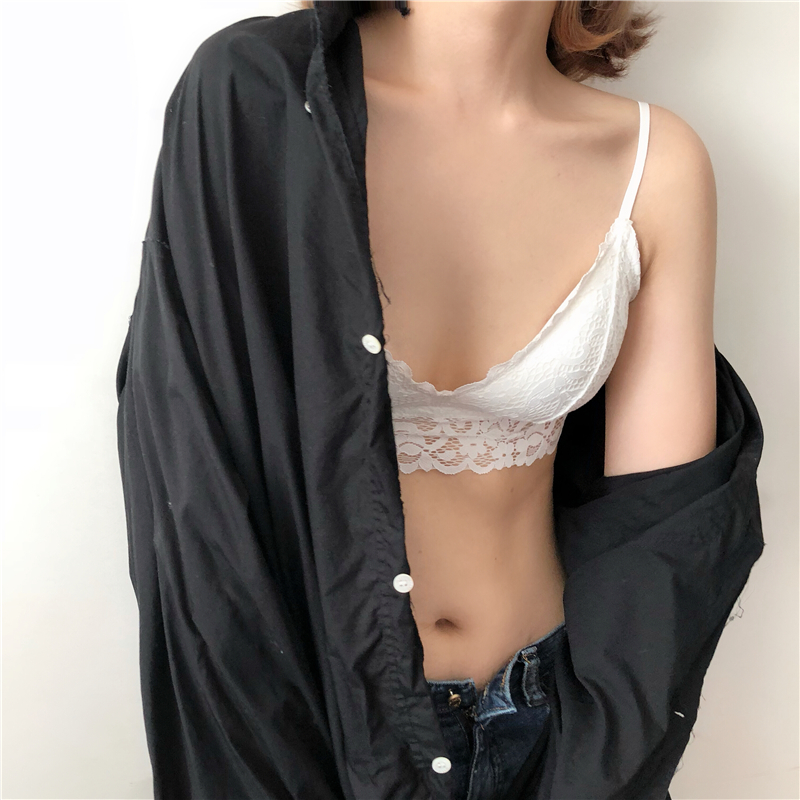 Châu Âu và Mỹ Bralette ren mỏng đẹp trở lại áo ngực mềm mại và thoải mái không có vòng thép đồ lót tóm tắt dây đeo thiết lập áo lót đúc