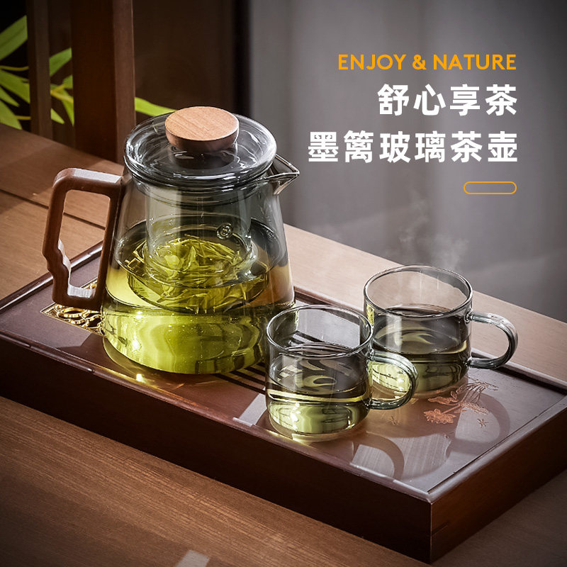Glass Flower Teapot Teapot Teapot Tea Tea Tea Set Soak Kung Fu Teacup Tea Tray Teapot Tea Tray Teapot Domestic Net Red Walled Oven Cooking Tea-Taobao