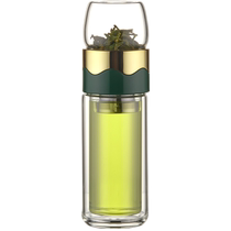 Jianxi double-layer glass portable tea cup mens and womens tea water separation filter water cup high temperature resistant cup