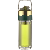 Jianxi double-layer glass tea and water separation mens tea cup womens personal household high-temperature water cup