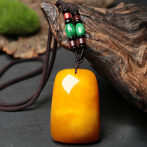 Natural amber raw stone chicken fat yellow beeswax safe brand pendant sweater chain long necklace men and women pendant