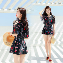 Swimsuit womens one-piece conservative skirt large size belly thin soak hot spring fairy fan ins Wind 2020 new swimwear