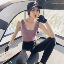 Yoga Vest Womens chest padded sports beauty back sleeveless wear short fitness thin high play yoga suit