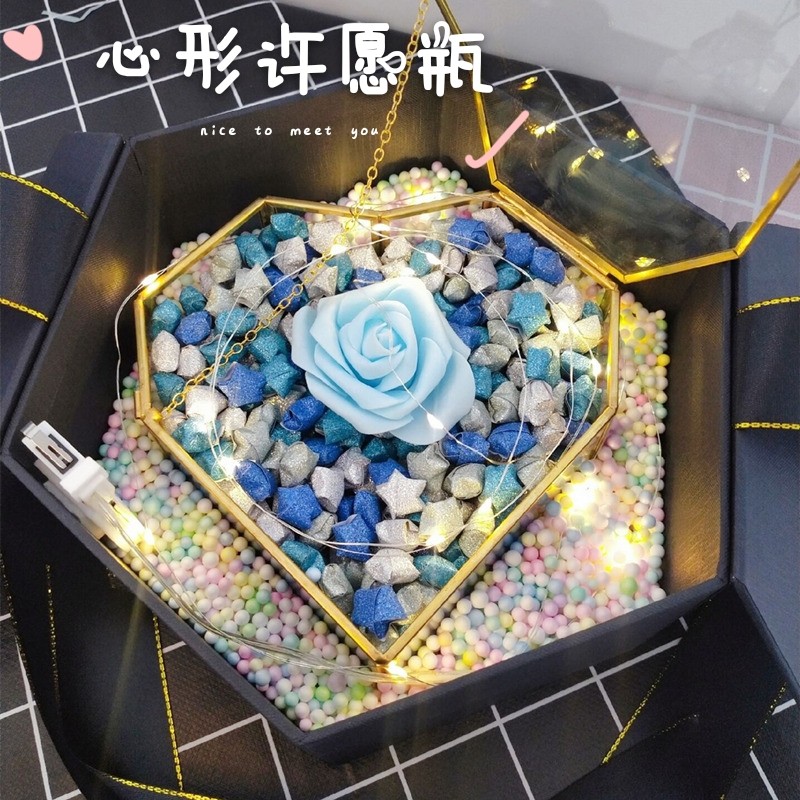 Star bottle glass lucky star origami strip flash drill finished five-pointed star strip wishing bottle diy handmade awesome gift